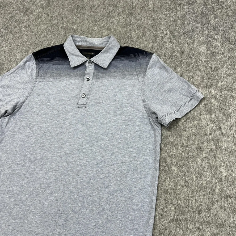 Banana Republic Polo Shirt Mens Large Gray Fitted Pima Ombre Short Sleeve Cotton
